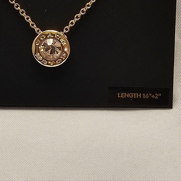 Coach Gold-Tone Women's Adjustable Crystal Pendant Necklace With Coach Gift Bag - Picture 4 of 4